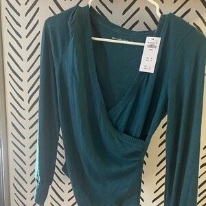 American Eagle Outfitters Deep Green Wrap Bodysuit
